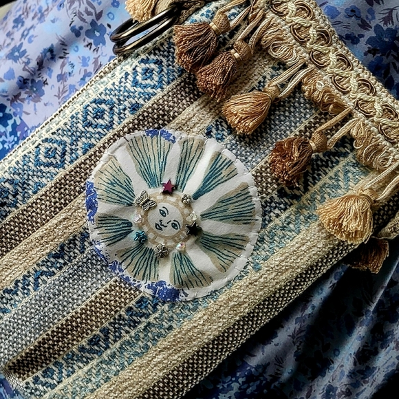 Handmade Artsy Boho Sun Crossbody Pouch - Picture 10 of 14
